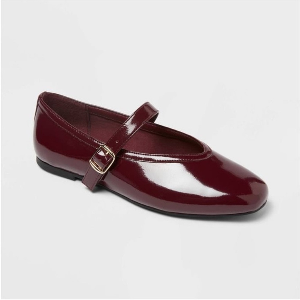 Women's Elena Mary Jane Flats with Memory Foam Insole - A New day™ burgundy new